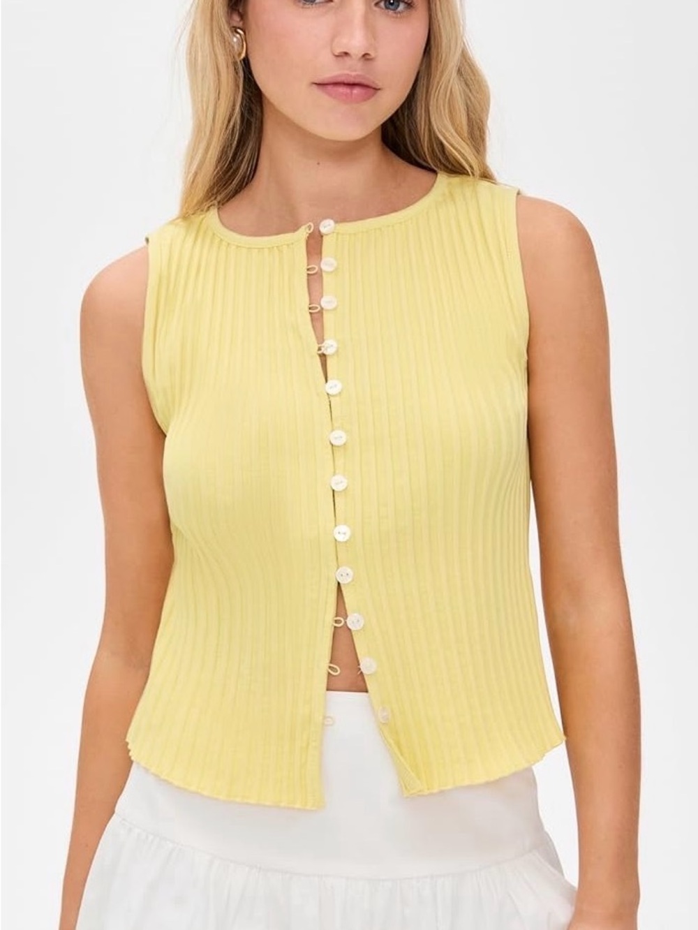 NWT Free People Sleeveless Tilly vest  in Mellow Yellow